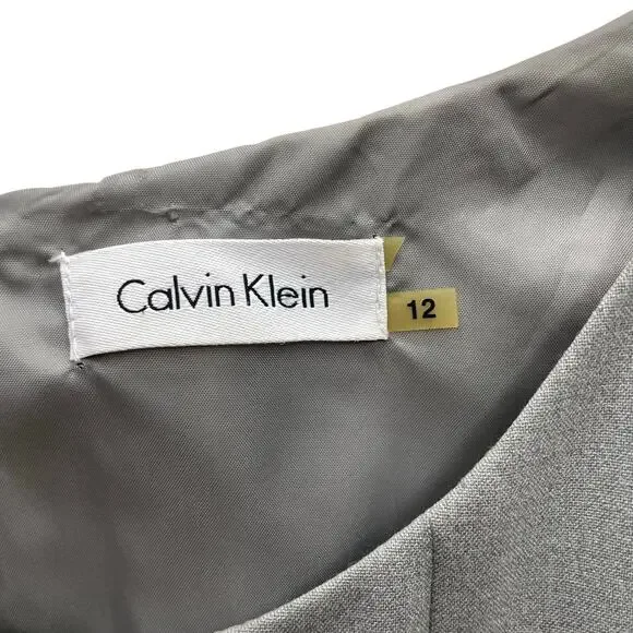 Calvin Klein Gray Sleeveless Fit-and-Flare Dress Size 12 - Picture 6 of 9